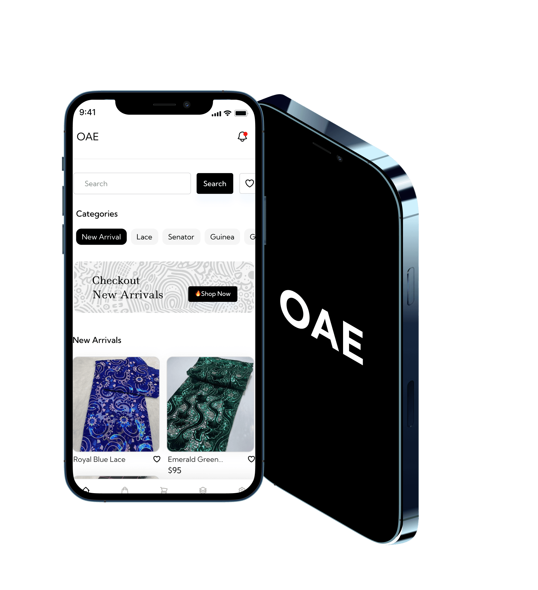 OAE mobile app interface on a smartphone